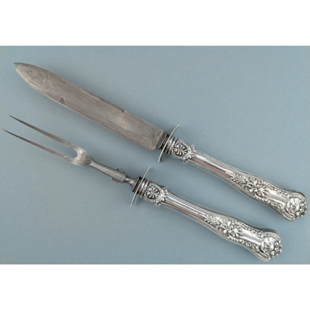 Gorham Sterling Silver Carving Set 2 Piece Knife and Fork New Queens Pattern